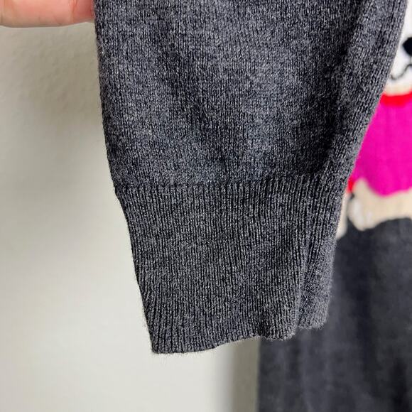 J. Crew Women's Small French Bulldog Teddie Sweater Merino Wool Blend Charcoal - Picture 6 of 8